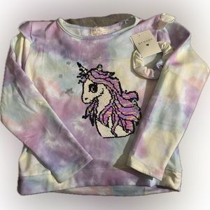 BKind Tie Dye Sweatshirt with Sequined Unicorn size 10